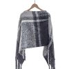 New Gregory Ladner Tartan Poncho With Tassle Gregory Ladner Cheap Black/White