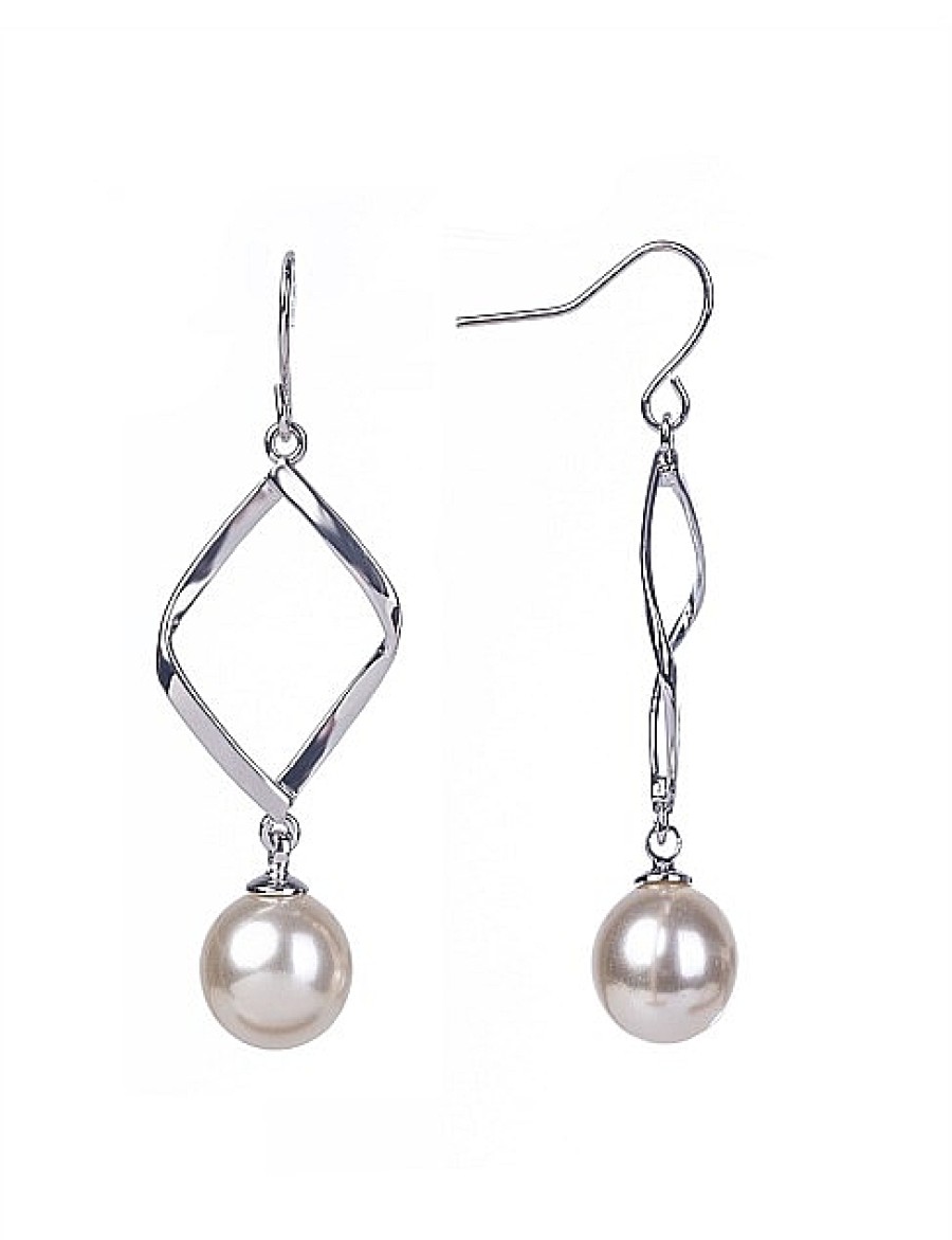 Best Gregory Ladner Diamond Drop Earring With Pearl Gregory Ladner Wholesale Rhodium