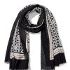 Best Gregory Ladner Mini Floral Print Scarf With Solid Border Gregory Ladner Limited Edition Grey/Black