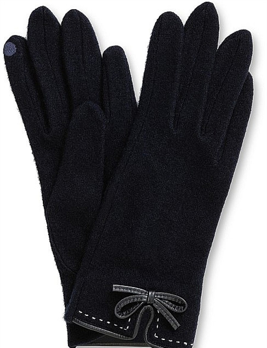 Online Gregory Ladner Wool Glove With Bow Trim Gregory Ladner Wholesale Navy