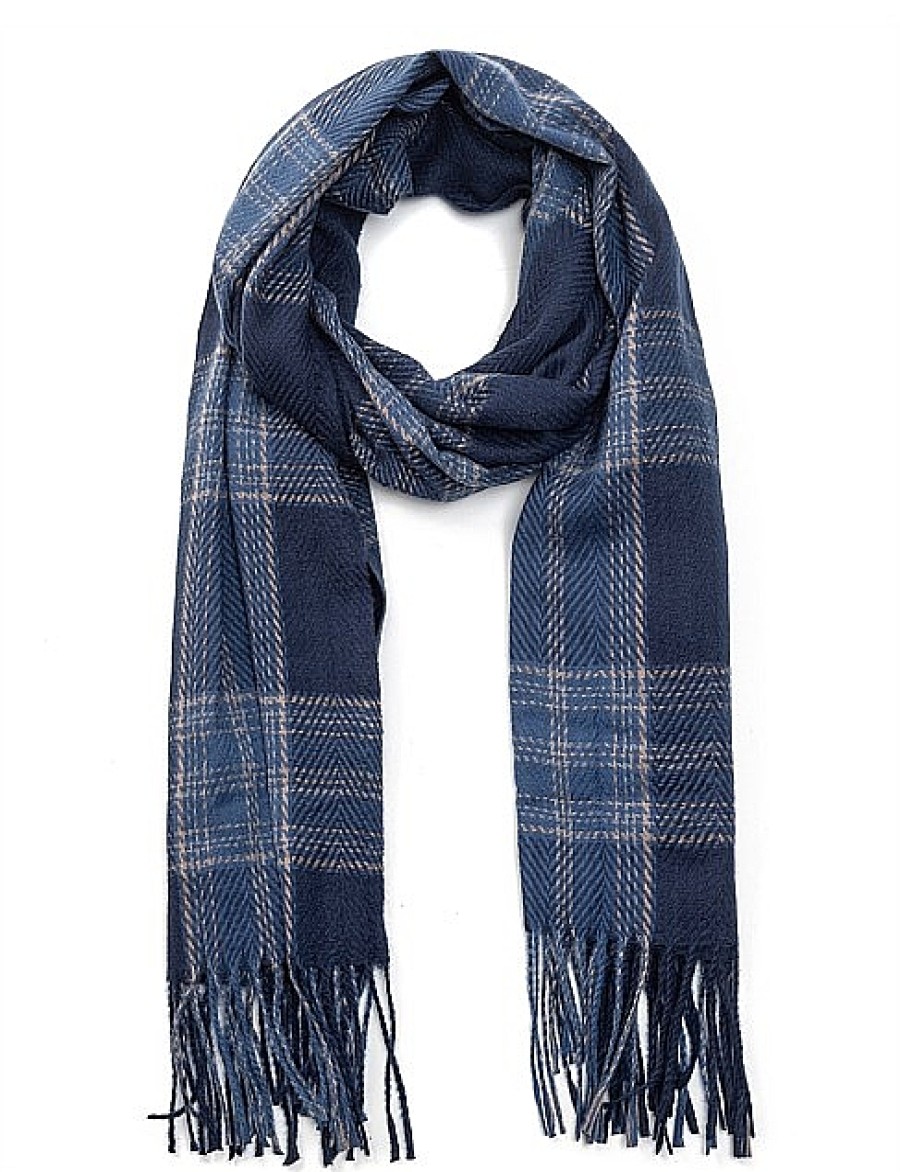 Wholesale Gregory Ladner Check Scarf With Fringing Gregory Ladner Promotions Navy