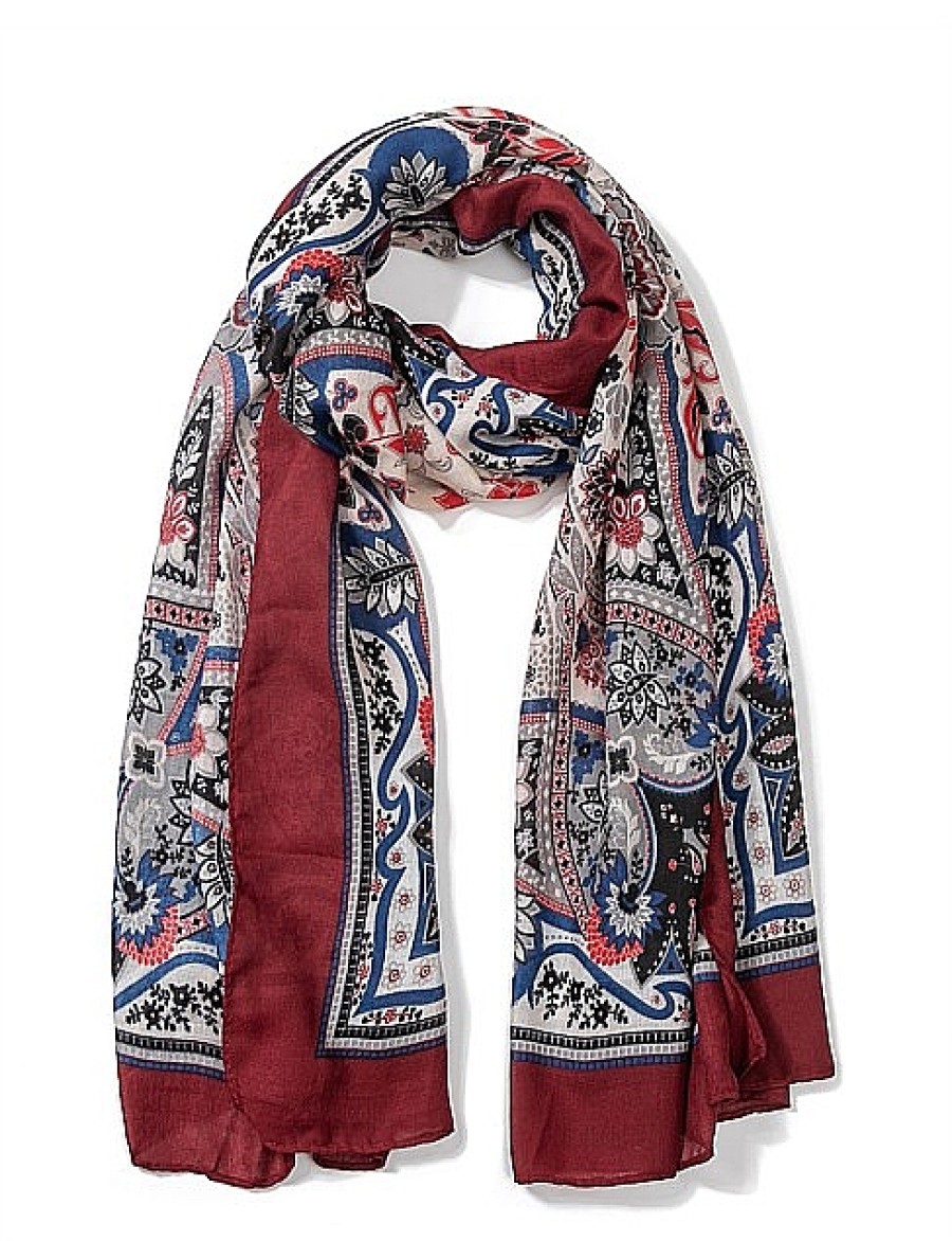 Clearance Gregory Ladner Paisley Print Scarf Gregory Ladner Wholesale Black/Red