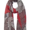 Best Gregory Ladner Leaf Print Scarf Gregory Ladner Discount Red