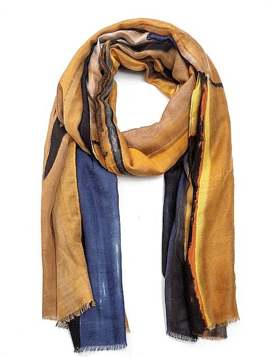 Clearance Gregory Ladner Abstract Painter Scarf Gregory Ladner Limited Edition Mustard