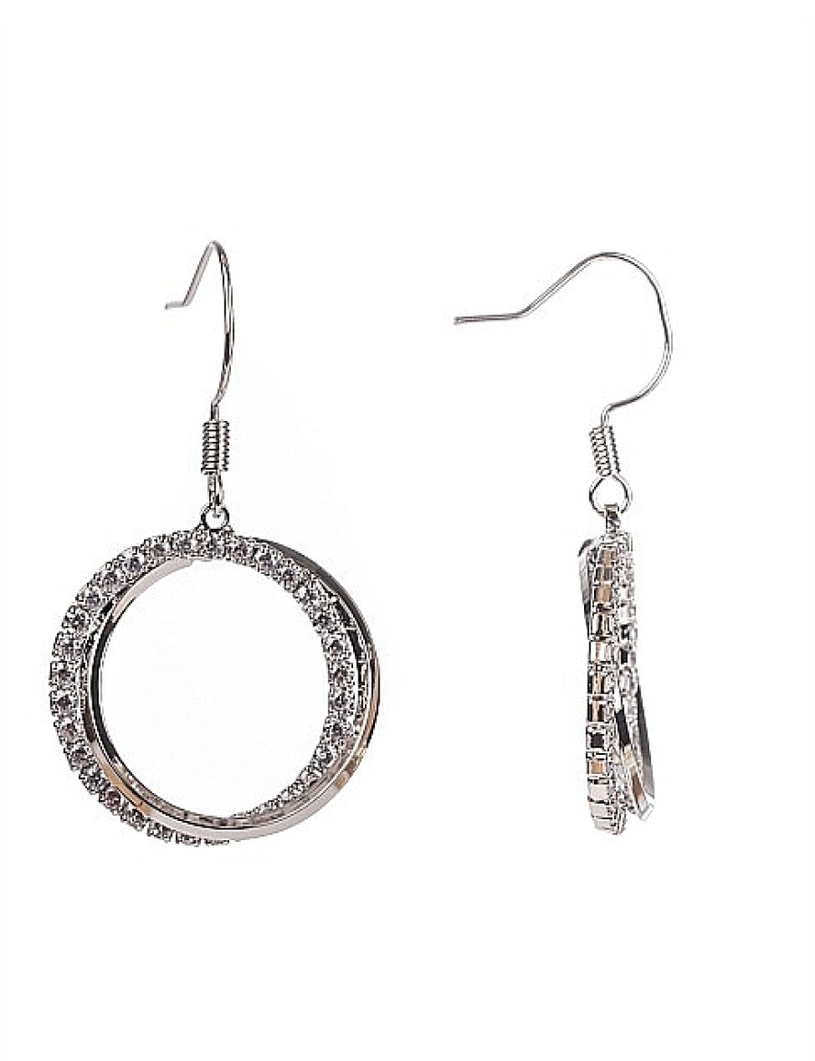 New Gregory Ladner Double Cz Hoop With Pearl Drop Earring Gregory Ladner Promotions Rhodium