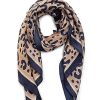 Best Gregory Ladner Animal Print Kerchief With Border Gregory Ladner Cheap Camel/Navy