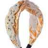 Hot Gregory Ladner Printed Turban Headband With Beaded Motif Gregory Ladner Wholesale Yellow/White