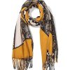 Best Gregory Ladner Split Animal/Solid Scarf Gregory Ladner Cheap Animal/Mustard