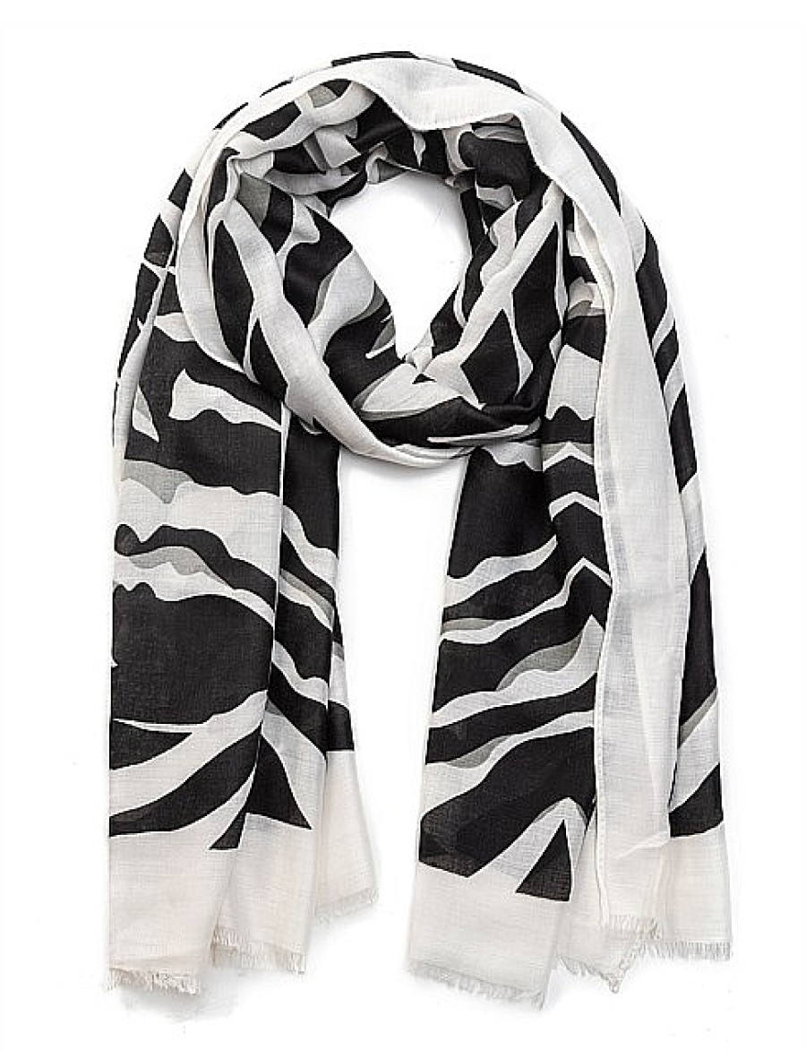 Wholesale Gregory Ladner Zebra Print Scarf Gregory Ladner Promotions White/Black