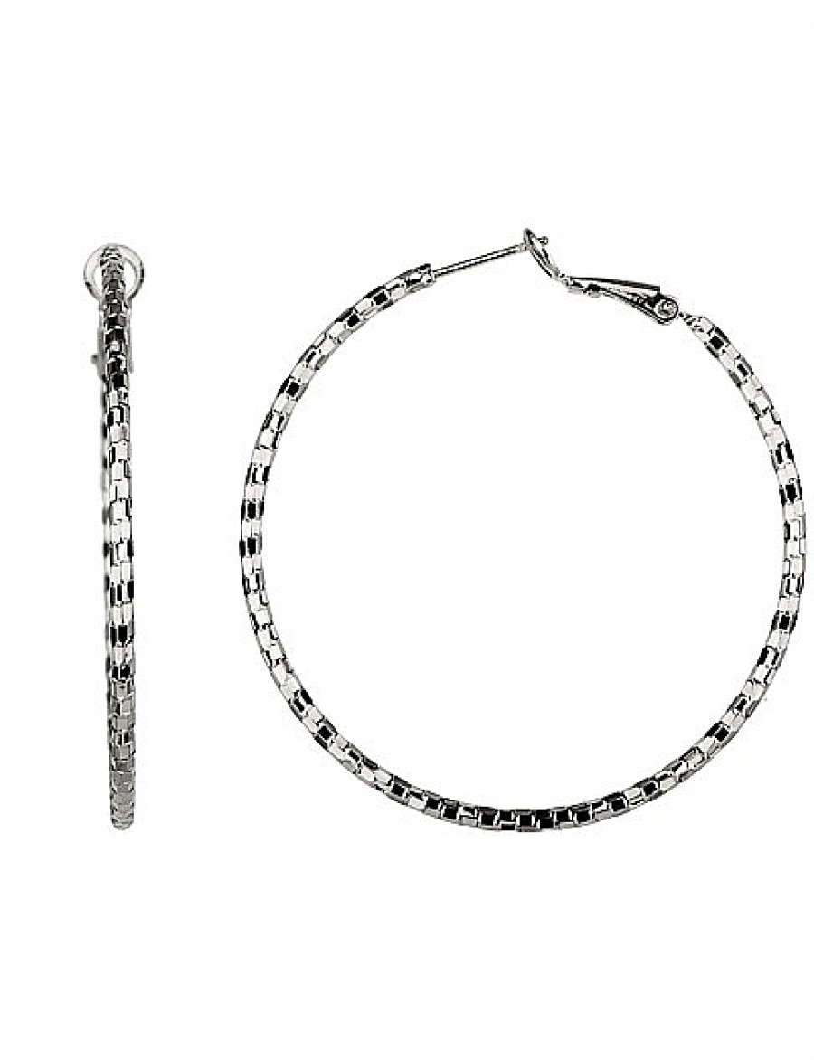 Best Gregory Ladner Textured Large Hoop Earring Gregory Ladner Limited Edition Rhodium