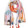 Best Gregory Ladner Abstract Print Scarf With Tassles Gregory Ladner Cheap Pink Multi