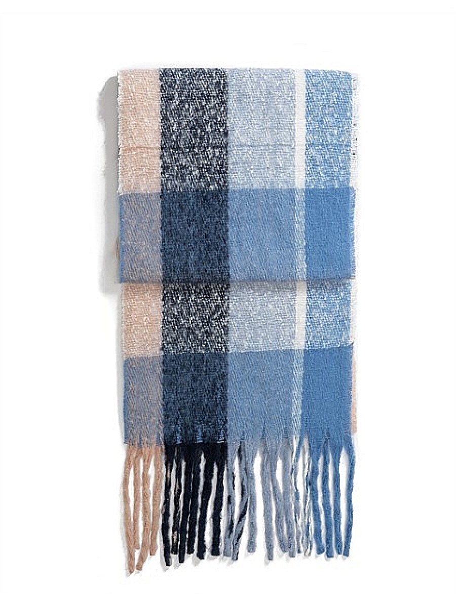 Best Gregory Ladner Blanket Check Scarf Gregory Ladner Promotions Blue