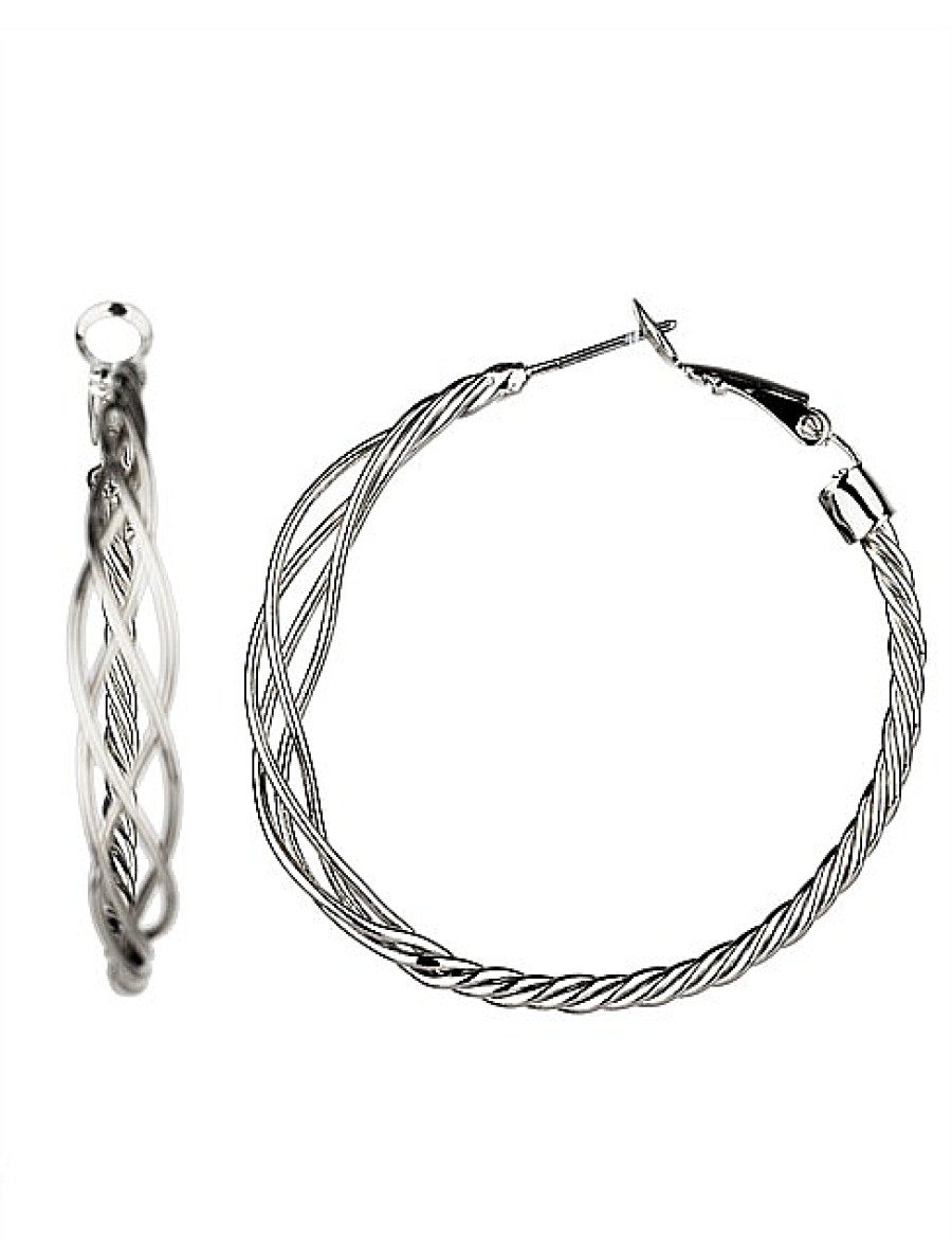 Online Gregory Ladner Woven Hoop Earring Gregory Ladner Discount Rhodium