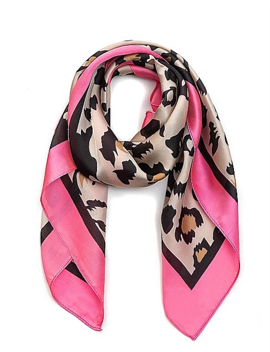 New Gregory Ladner Animal Print Kerchief With Border Gregory Ladner Promotions Fuschia