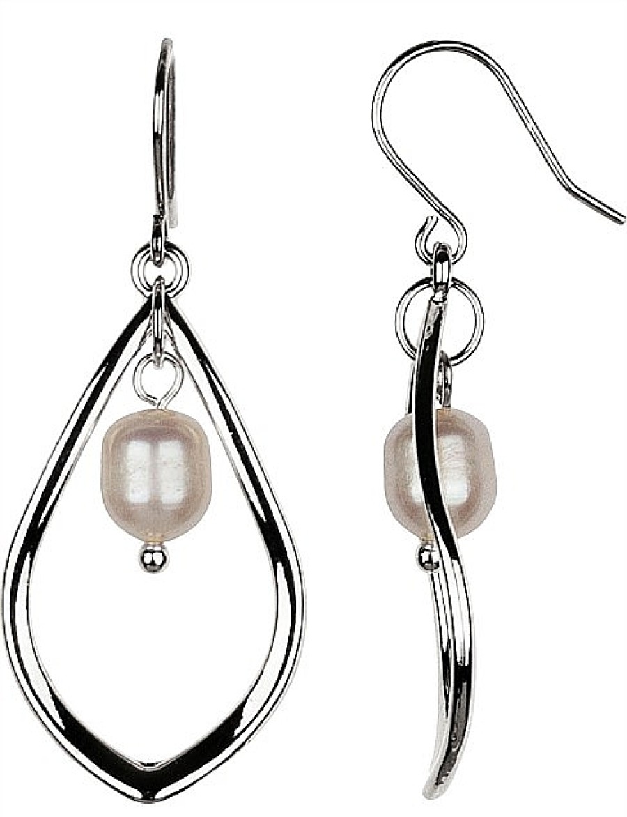 Online Gregory Ladner Pearl Wave Drop Earrings Gregory Ladner Discount Rhodium