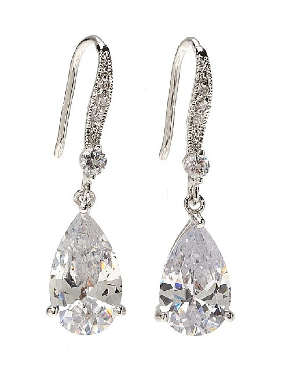 Wholesale Gregory Ladner Cubic Zirconia Teardrop Hook Gregory Ladner Limited Edition Silver