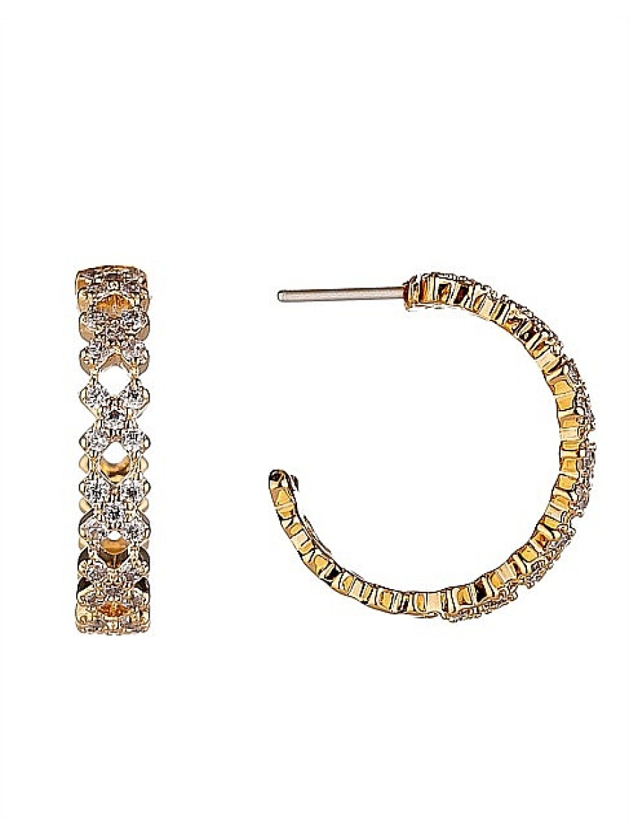 Online Gregory Ladner Cz Cross Hoop Earrings Gregory Ladner Discount Gold